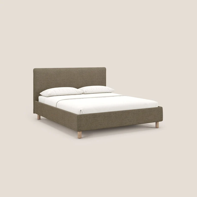 Serena lit coffre scandinave compact en tissu flammé imperméable T03 marron