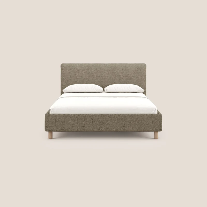 Serena lit coffre scandinave compact en tissu flammé imperméable T03 marron