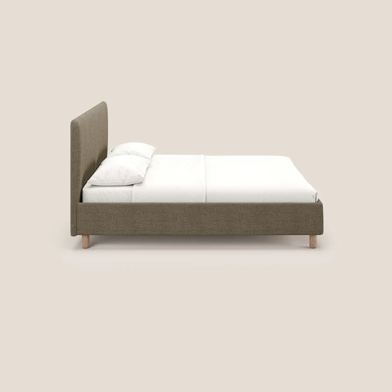 Serena lit coffre scandinave compact en tissu flammé imperméable T03 marron