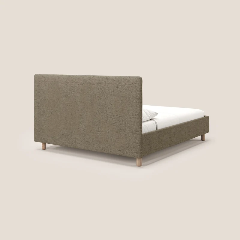 Serena lit coffre scandinave compact en tissu flammé imperméable T03 marron