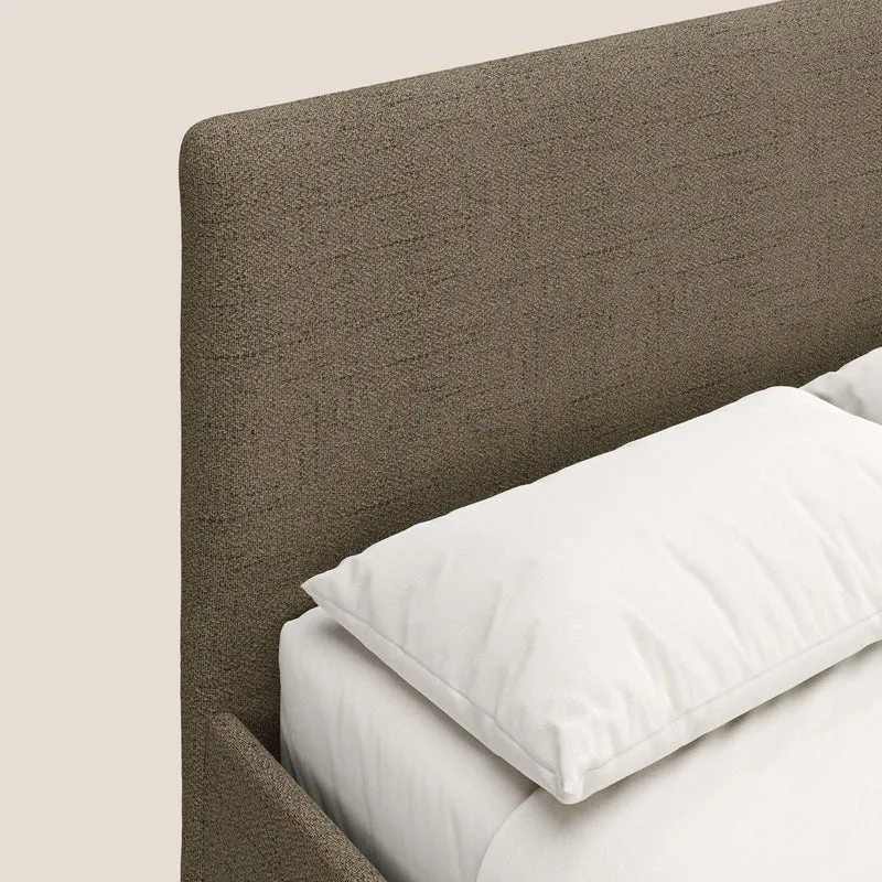 Serena lit coffre scandinave compact en tissu flammé imperméable T03 marron