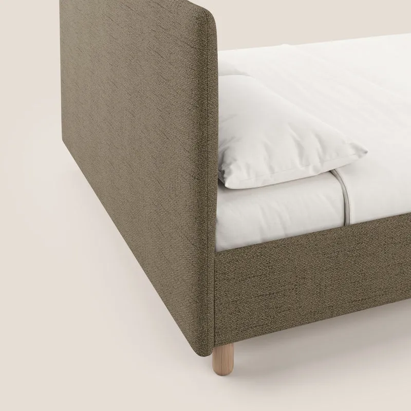 Serena lit coffre scandinave compact en tissu flammé imperméable T03 marron