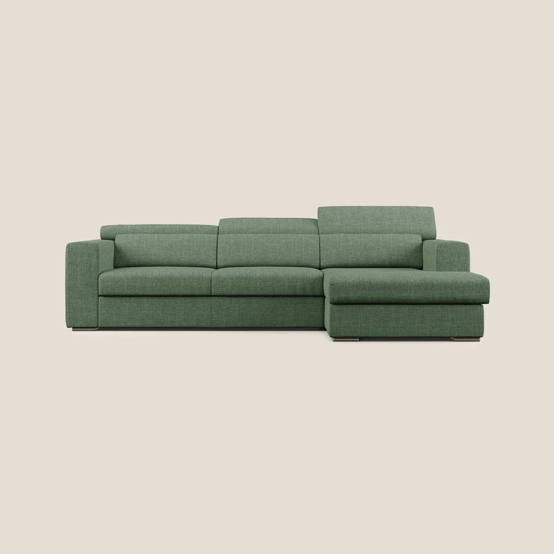 Vegas canapé d'angle avec têtières inclinables en tissu doux imperméable T06 vert