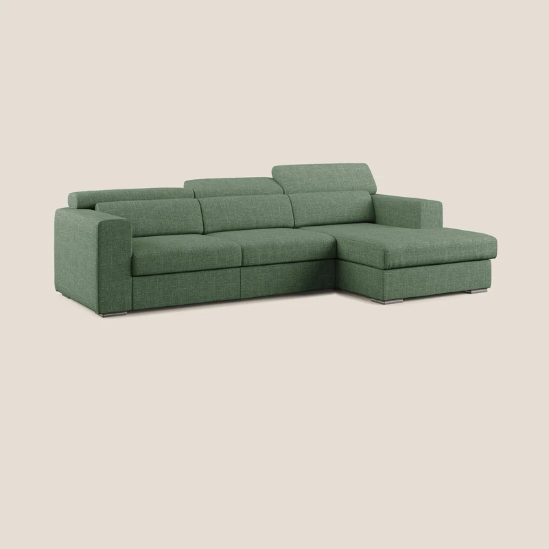 Vegas canapé d'angle avec têtières inclinables en tissu doux imperméable T06 vert