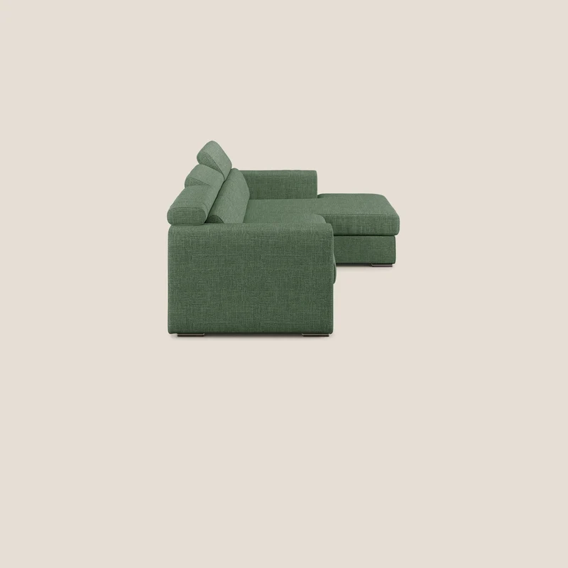 Vegas canapé d'angle avec têtières inclinables en tissu doux imperméable T06 vert