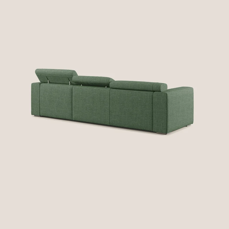 Vegas canapé d'angle avec têtières inclinables en tissu doux imperméable T06 vert