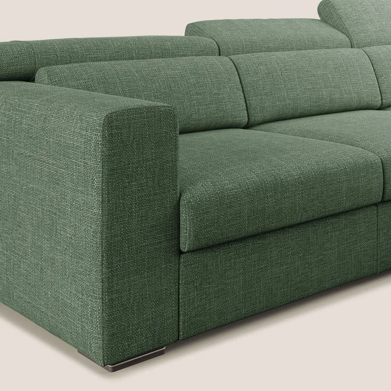 Vegas canapé d'angle avec têtières inclinables en tissu doux imperméable T06 vert