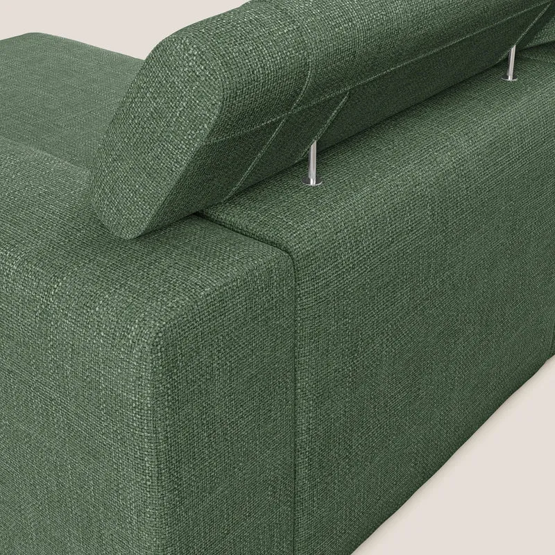 Vegas canapé d'angle avec têtières inclinables en tissu doux imperméable T06 vert
