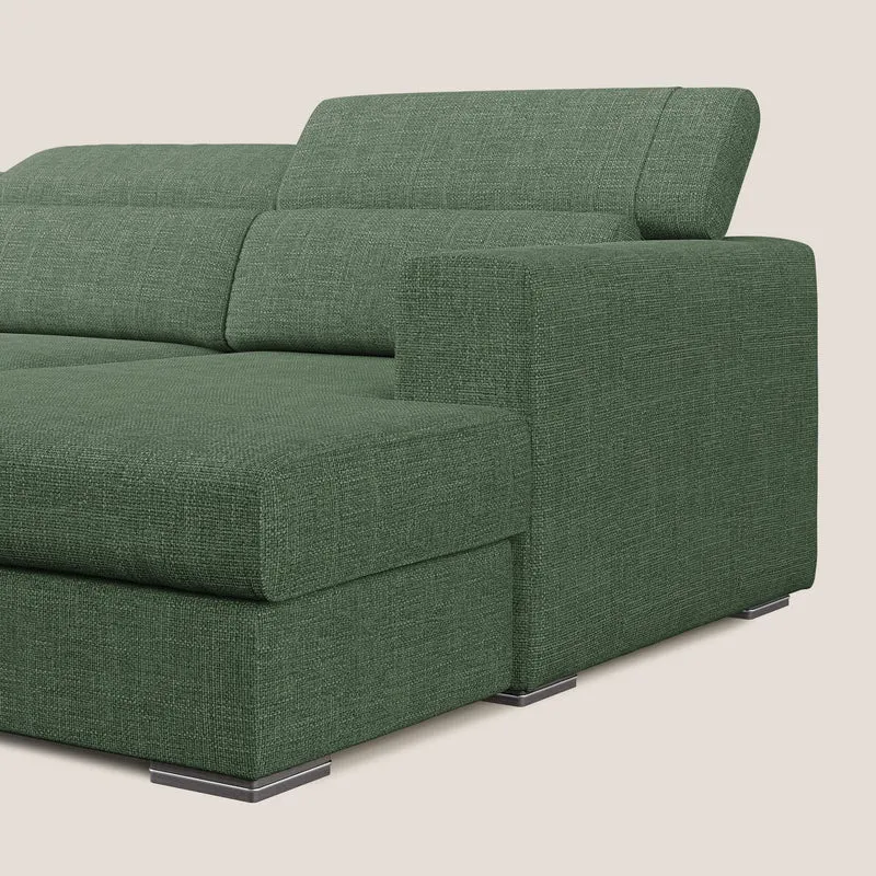 Vegas canapé d'angle avec têtières inclinables en tissu doux imperméable T06 vert