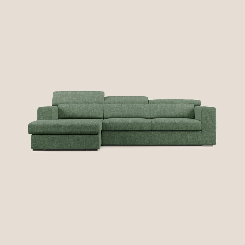 Vegas canapé d'angle avec têtières inclinables en tissu doux imperméable T06 vert