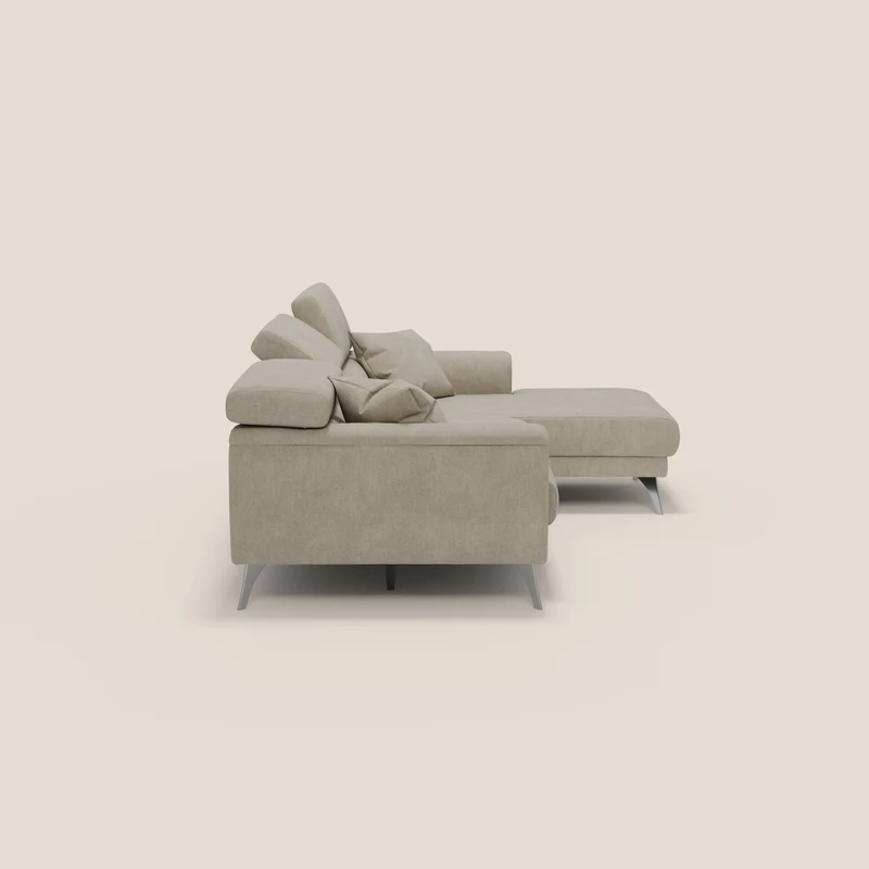 Caravaggio Canapé d'angle avec assises coulissantes en tissu doux imperméable T02 crème
