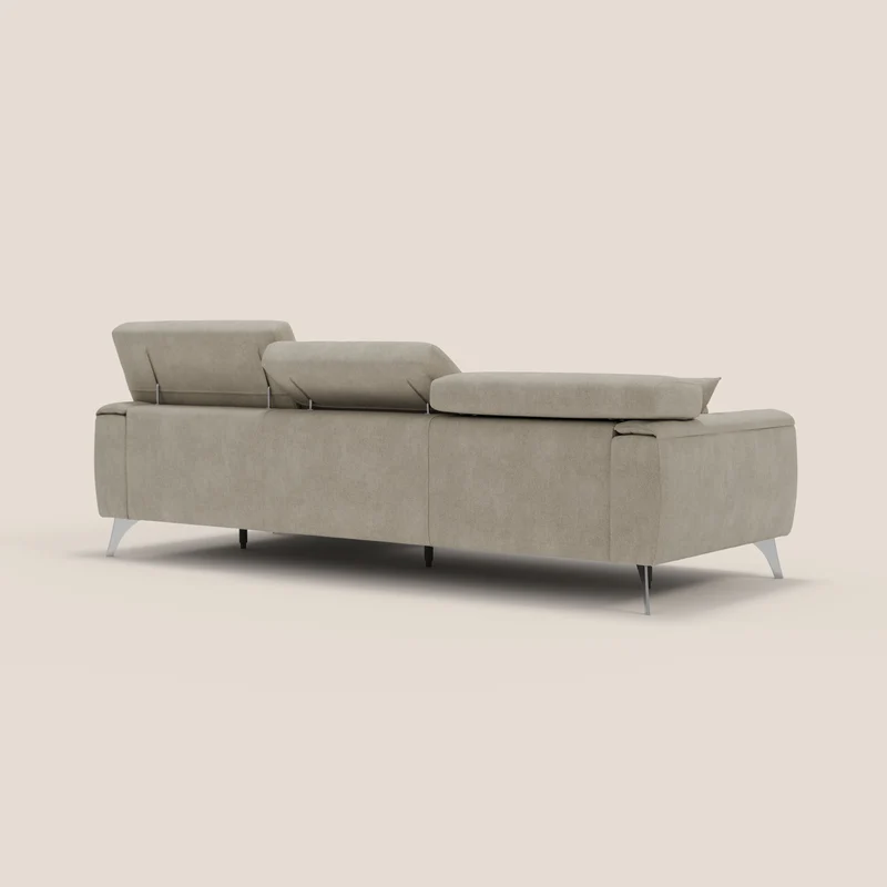 Caravaggio Canapé d'angle avec assises coulissantes en tissu doux imperméable T02 crème