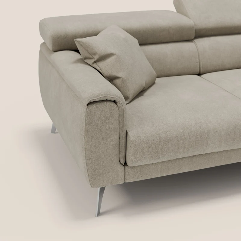 Caravaggio Canapé d'angle avec assises coulissantes en tissu doux imperméable T02 crème