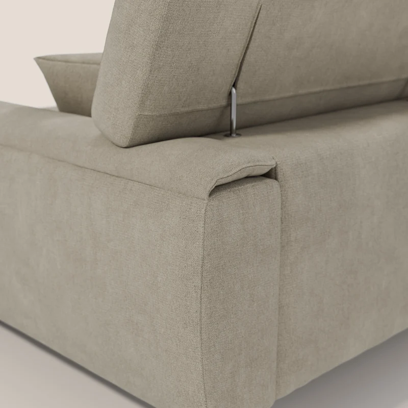 Caravaggio Canapé d'angle avec assises coulissantes en tissu doux imperméable T02 crème