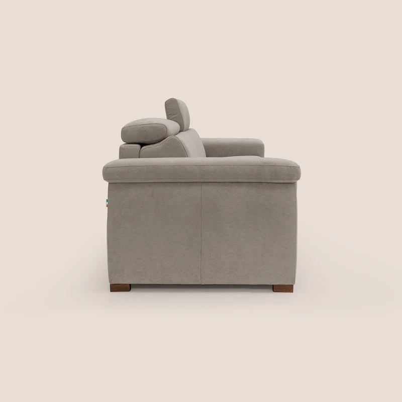 Giunone canapé convertible avec matelas de 18 cm et têtières inclinables en tissu imperméable T02 beige