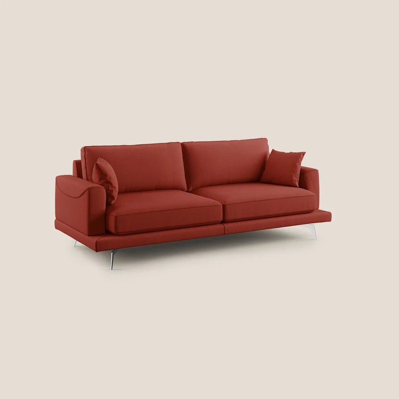 Dorian canapé moderne en tissu doux anti-tache T05 rouge
