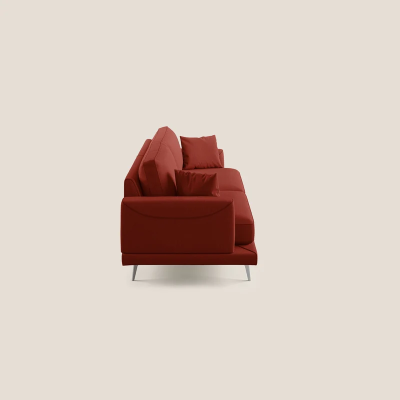 Dorian canapé moderne en tissu doux anti-tache T05 rouge