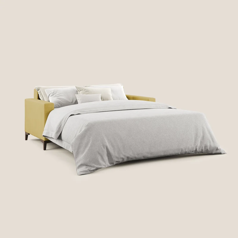 Kafka canapé lit convertible en tissu doux imperméable T02 jaune