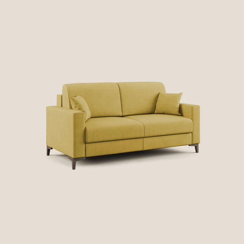 Kafka canapé lit convertible en tissu doux imperméable T02 jaune