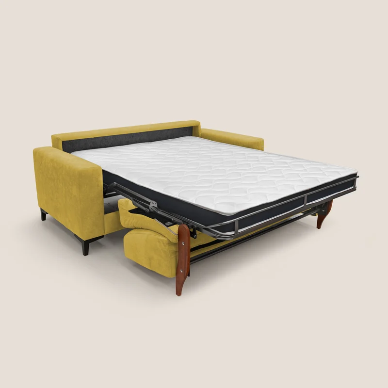 Kafka canapé lit convertible en tissu doux imperméable T02 jaune