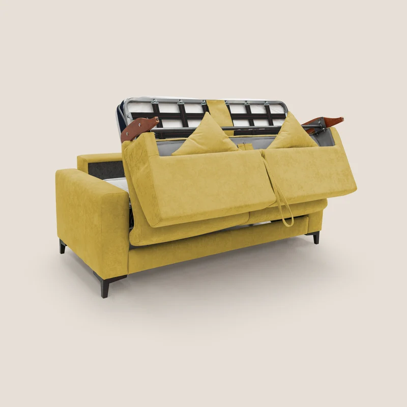 Kafka canapé lit convertible en tissu doux imperméable T02 jaune