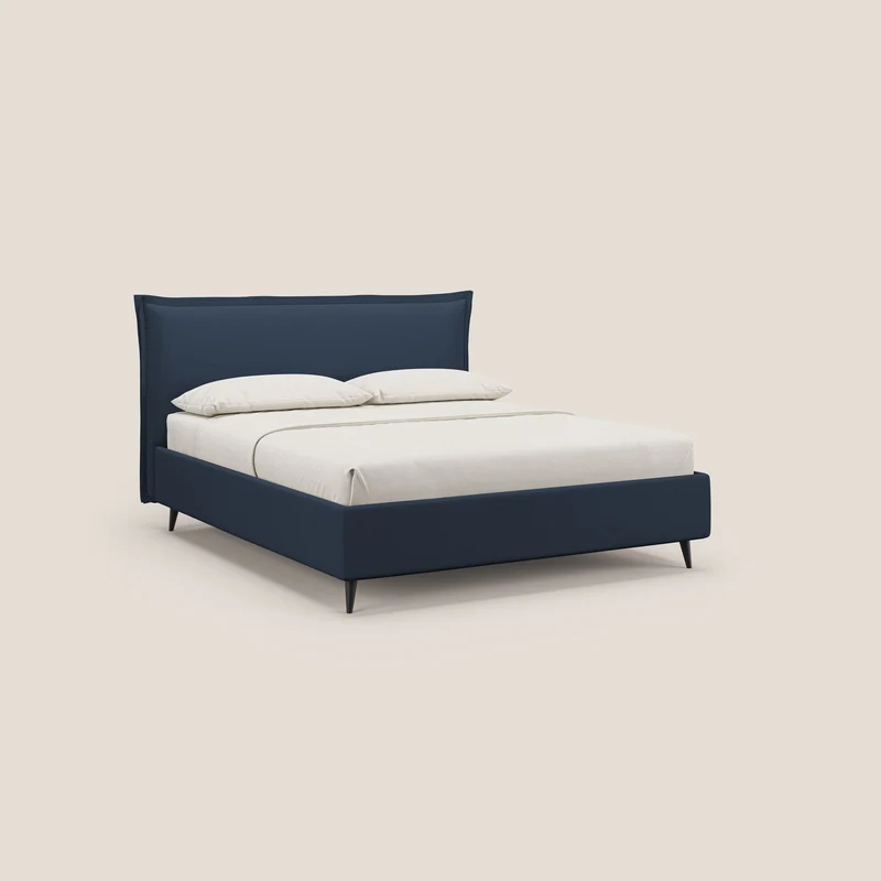 Hans lit rembourré avec coffre au style minimaliste en tissu imperméable T19 bleu