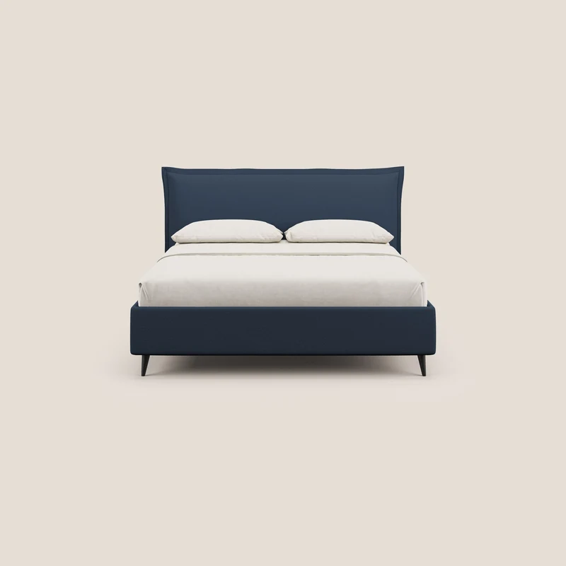 Hans lit rembourré avec coffre au style minimaliste en tissu imperméable T19 bleu