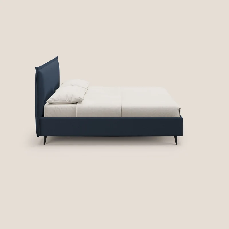 Hans lit rembourré avec coffre au style minimaliste en tissu imperméable T19 bleu