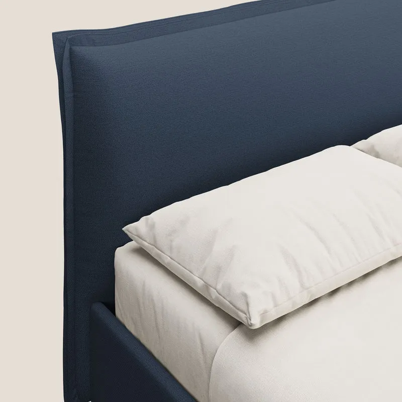 Hans lit rembourré avec coffre au style minimaliste en tissu imperméable T19 bleu