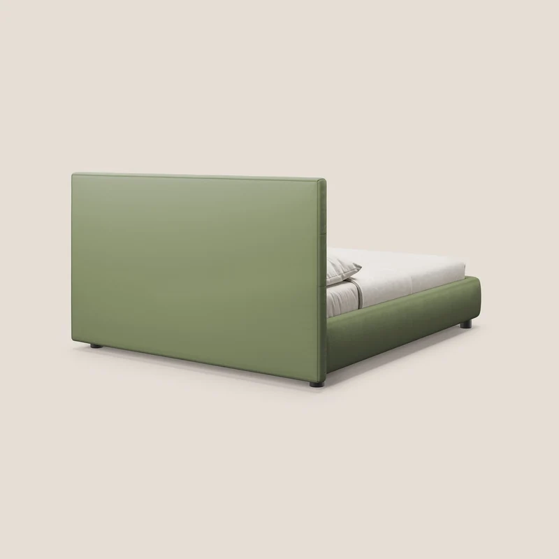 Minato lit coffre avec tête de lit capitonnée en similicuir imperméable T04 vert