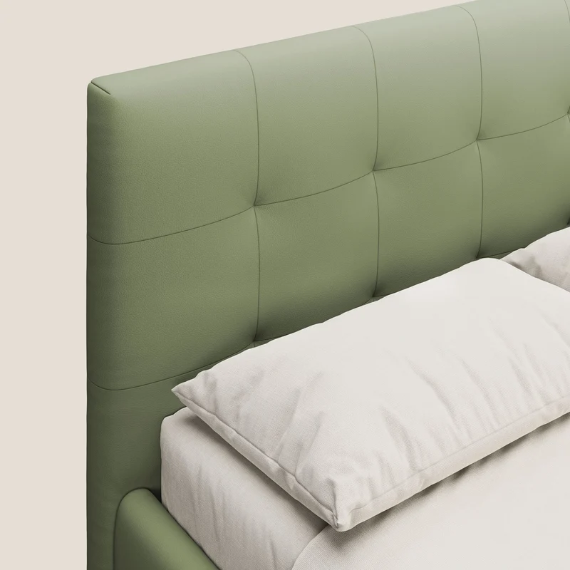 Minato lit coffre avec tête de lit capitonnée en similicuir imperméable T04 vert
