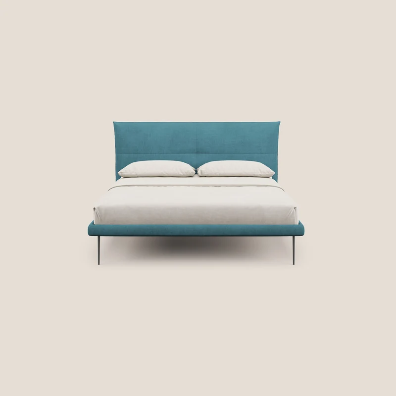 Akiko lit rembourré avec pieds hauts en métal en tissu imperméable T02 bleu clair