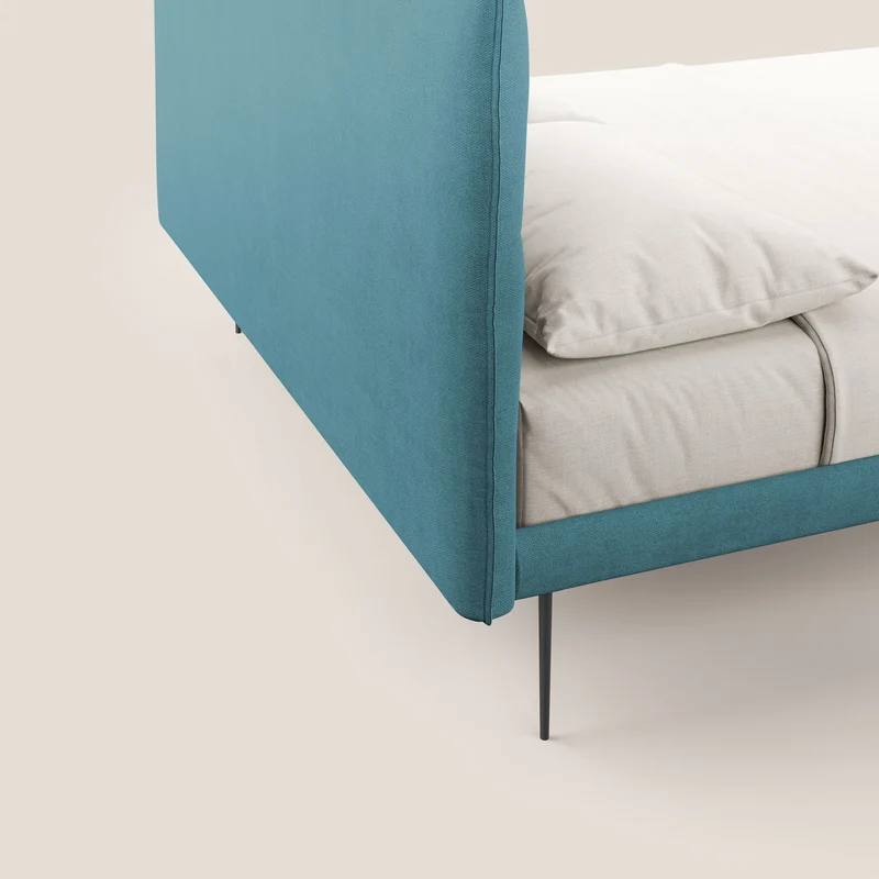Akiko lit rembourré avec pieds hauts en métal en tissu imperméable T02 bleu clair