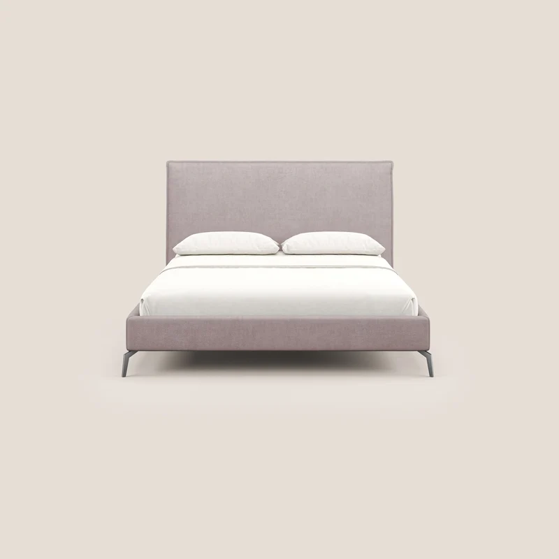 Iris lit rembourré déhoussable avec pieds noirs en tissu imperméable T02 rose
