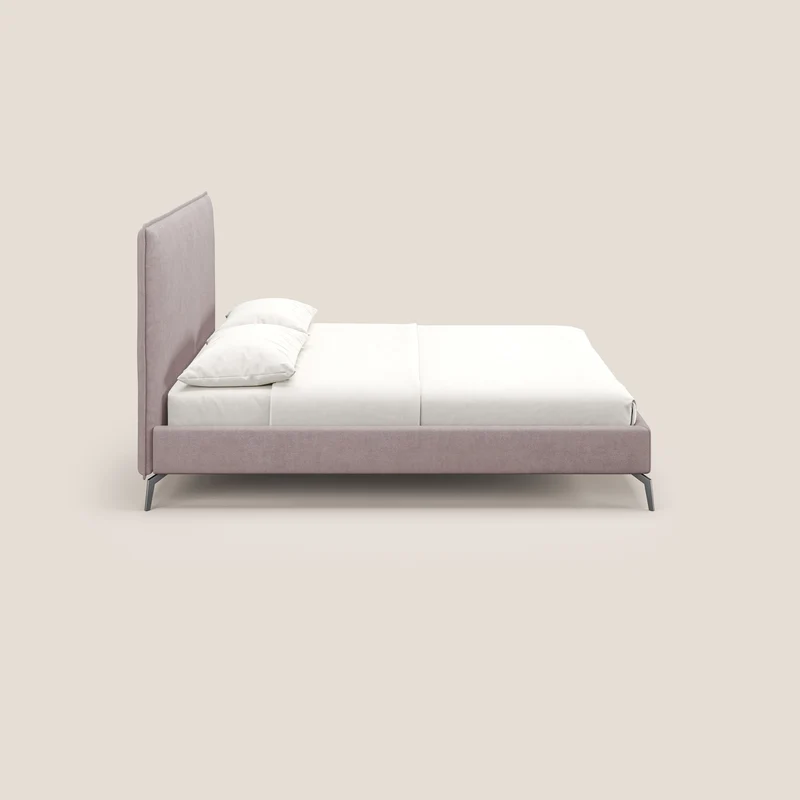 Iris lit rembourré déhoussable avec pieds noirs en tissu imperméable T02 rose