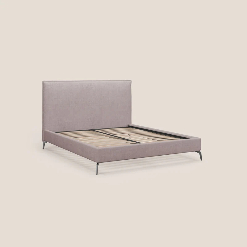 Iris lit rembourré déhoussable avec pieds noirs en tissu imperméable T02 rose