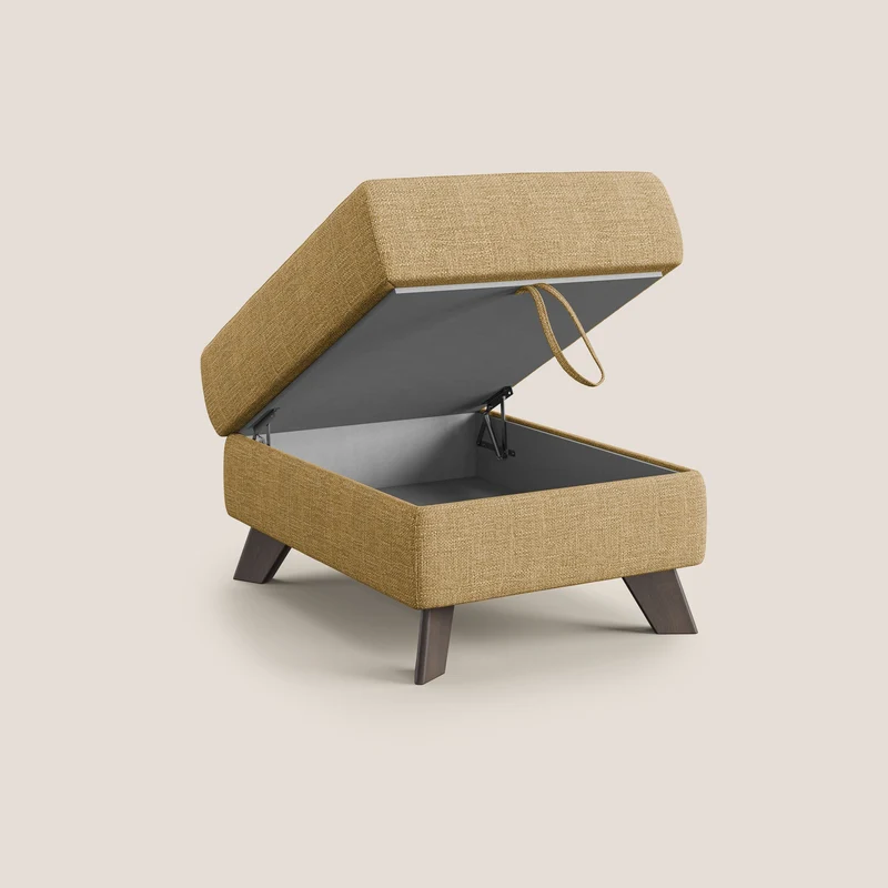 Moon Pouf coffre aux pieds hauts en tissu doux entrelacé soft-touch imperméable T06 jaune