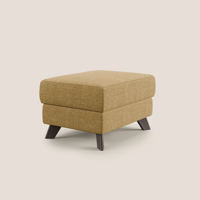 Moon Pouf coffre aux pieds hauts en tissu doux entrelacé soft-touch imperméable T06 jaune