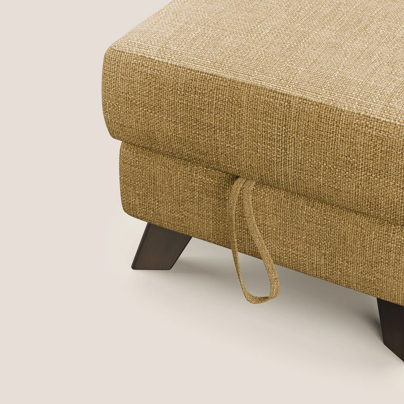 Moon Pouf coffre aux pieds hauts en tissu doux entrelacé soft-touch imperméable T06 jaune