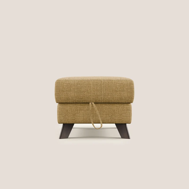 Moon Pouf coffre aux pieds hauts en tissu doux entrelacé soft-touch imperméable T06 jaune