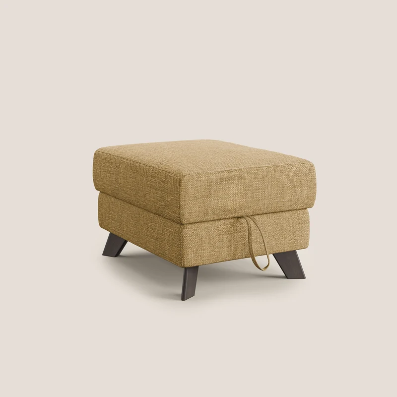 Moon Pouf coffre aux pieds hauts en tissu doux entrelacé soft-touch imperméable T06 jaune