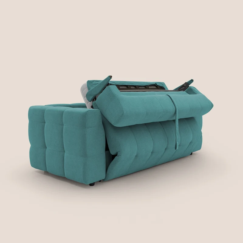 Tender Canapé convertible avec matelas H14 cm en bouclette imperméable T07 bleu ciel