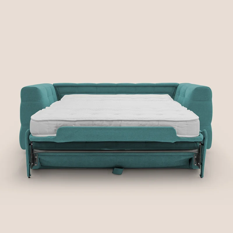 Tender Canapé convertible avec matelas H14 cm en bouclette imperméable T07 bleu ciel