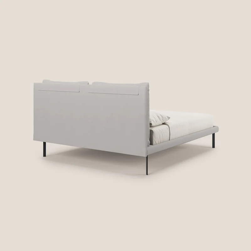 Giselle lit moderne avec coussins tête de lit réglables avec poches en microfibre imperméable T11 gris clair