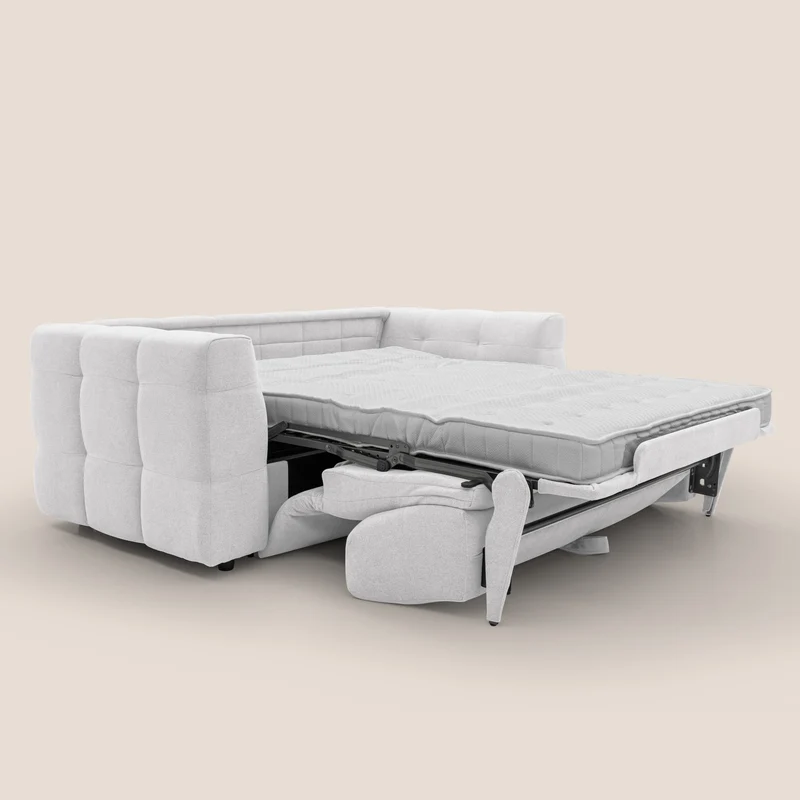 Tender Canapé convertible avec matelas H14 cm en bouclette imperméable T07 blanc