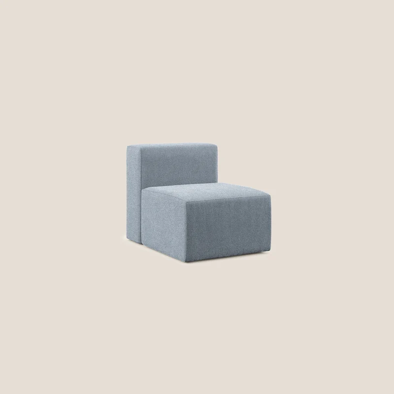Nettuno module de fauteuil central en bouclette douce T07 bleu gris