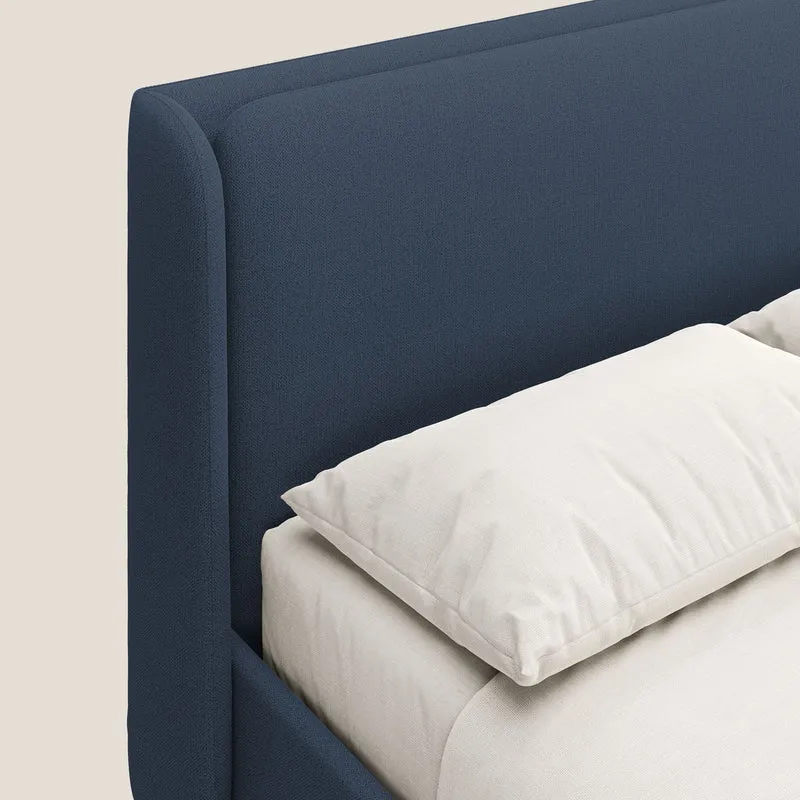 Nadine lit coffre de design et confort italien en tissu imperméable T19 bleu