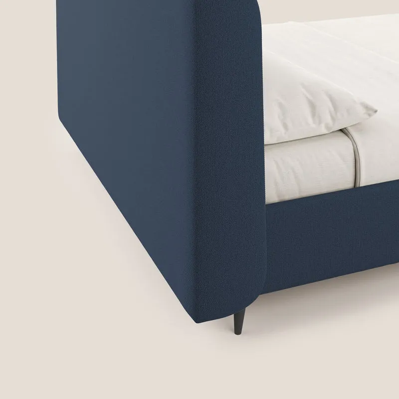 Nadine lit coffre de design et confort italien en tissu imperméable T19 bleu