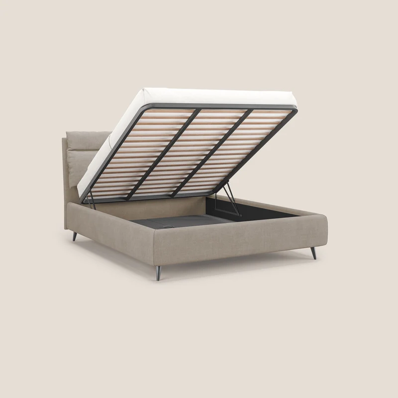 Jerry lit coffre et coussins réglables en tissu détachable T17 beige