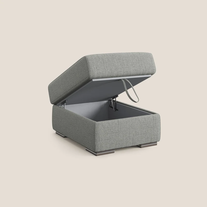 Sun pouf coffre en tissu imperméable flammé T03 gris clair